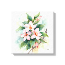 Watercolor Pink Floral Botanical Canvas Print