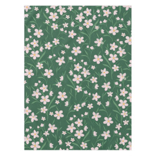 Watercolor Pink Floral Botanical Dark Green design Tablecloth