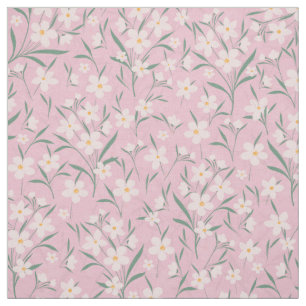 Watercolor Pink Floral Botanical Pale Pink design Fabric