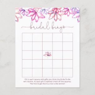 Watercolor Pink Floral Bridal Shower Bingo Game