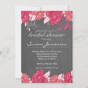 Watercolor pink Floral Bridal Shower Invitation