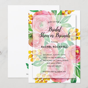 Watercolor Pink Floral Bridal Shower Invitations