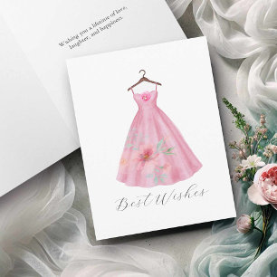 Watercolor Pink Floral Dress Bridal Shower Card