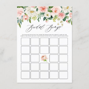 Watercolor Pink Floral Garland Bridal Shower Bingo Enclosure Card
