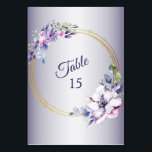Watercolor Pink Floral Geometric Golden Purple Table Number<br><div class="desc">Watercolor Pink Floral Geometric Golden Purple Table Number. Unique,  beautiful,  modern design. Easy to be personalized. Font style,  size and colors can be changed. Matching items available.</div>