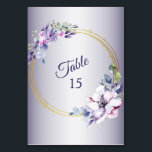 Watercolor Pink Floral Geometric Golden Purple Table Number<br><div class="desc">Watercolor Pink Floral Geometric Golden Purple Table Number. Unique,  beautiful,  modern design. Easy to be personalized. Font style,  size and colors can be changed. Matching items available.</div>