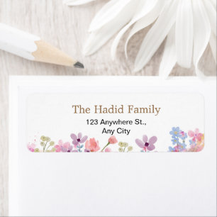 Watercolor Pink Floral Return Address Label