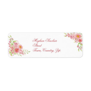Watercolor Pink Floral Return Address Label