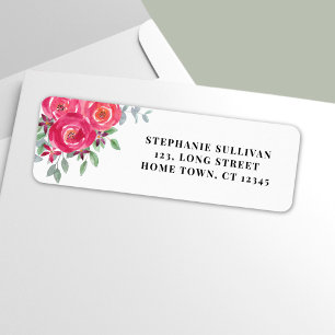 Watercolor Pink Floral Return Address Label