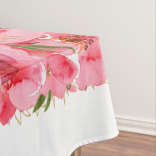 Watercolor Pink Floral  Tablecloth