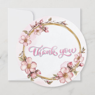 Watercolor Pink Floral Thank You 