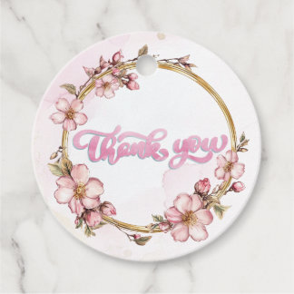 Watercolor Pink Floral Thank You  Favour Tags