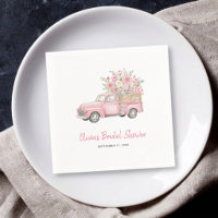 Watercolor Pink Floral Vintage Truck Bridal Shower