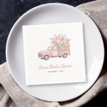 Watercolor Pink Floral Vintage Truck Bridal Shower