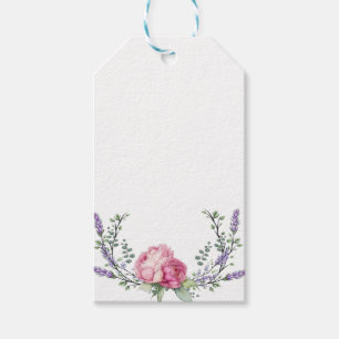 Watercolor pink florals pink peonies pink roses gift tags
