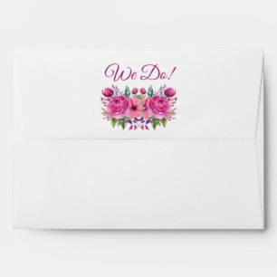 Watercolor Pink Flower Bouquet-Wedding- Envelope