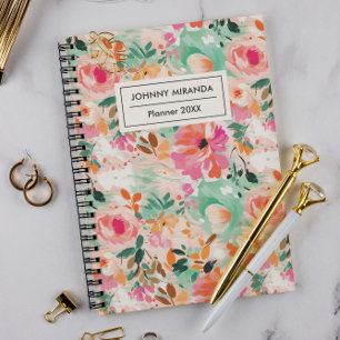 Watercolor Pink Flower Month and Week  Planner