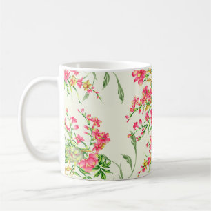 watercolor pink flower patternabstract, art, backg coffee mug