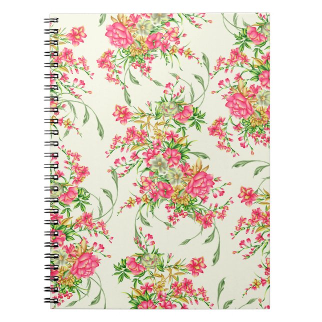 watercolor pink flower patternabstract, art, backg notebook (Front)