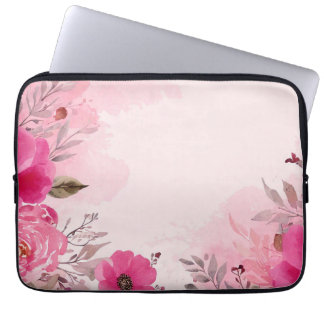 Watercolor Pink Flower pink laptop sleeves