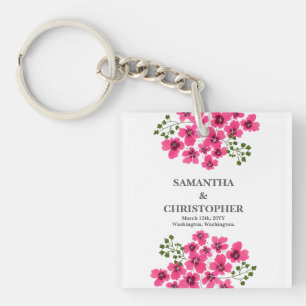 Watercolor Pink Flowers-53431 Key Ring