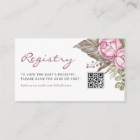 Watercolor Pink Flowers Baby QR Code Registry