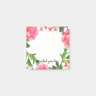 Watercolor Pink Flowers Circle Wreath Post-it Notes