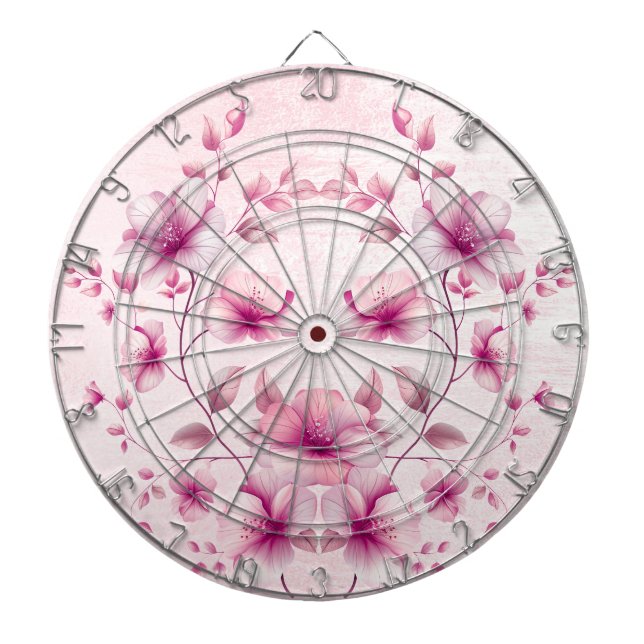Watercolor Pink Flowers Dartboard (Front)