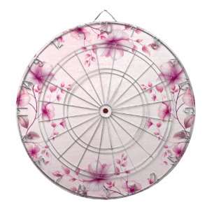 Watercolor Pink Flowers Dartboard