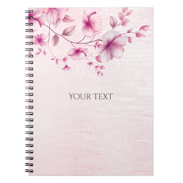Watercolor Pink Flowers Notebook (Front)