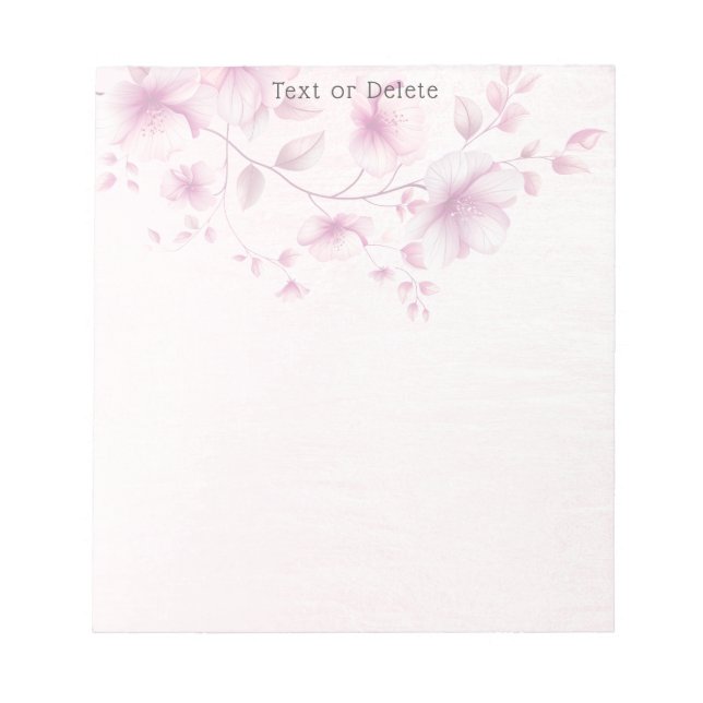 Watercolor Pink Flowers Notepad (Front)