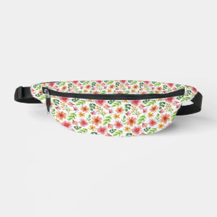 Watercolor Pink Flowers Pattern Bum Bags