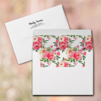 Watercolor Pink Flowers Return Address