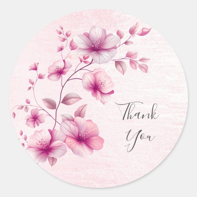 Watercolor Pink Flowers Sticker (Front)