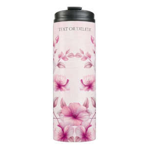 Watercolor Pink Flowers Thermal Tumbler