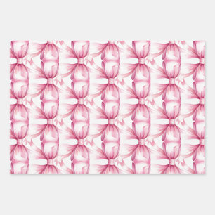 Watercolor Pink Gift Bow Wrapping Paper Sheets