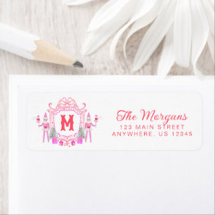 Watercolor Pink Girl Elf Monogram Crest Address Return Address Label