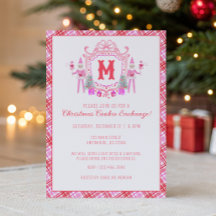 Watercolor Pink Girl Elf Monogram Crest Party