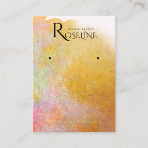 watercolor Pink gold brush Earring Display Business Card