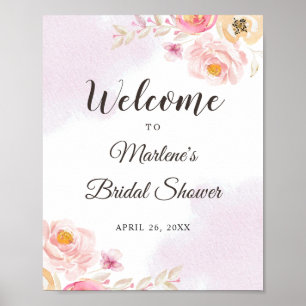 Watercolor Pink & Gold Floral Bridal Shower Sign