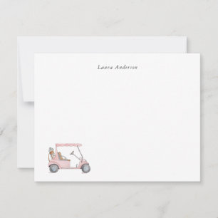 Watercolor Pink Golf cart, Golfers Personalised Thank You Card