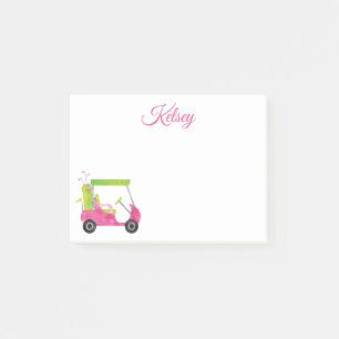 Watercolor Pink Golf Cart Personalized Post-it Notes