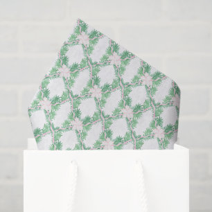Watercolor Pink & Green Christmas Garland Tissue Paper