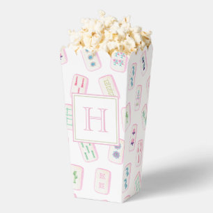 Watercolor Pink & Green Mahjong Tiles Monogram Favour Box