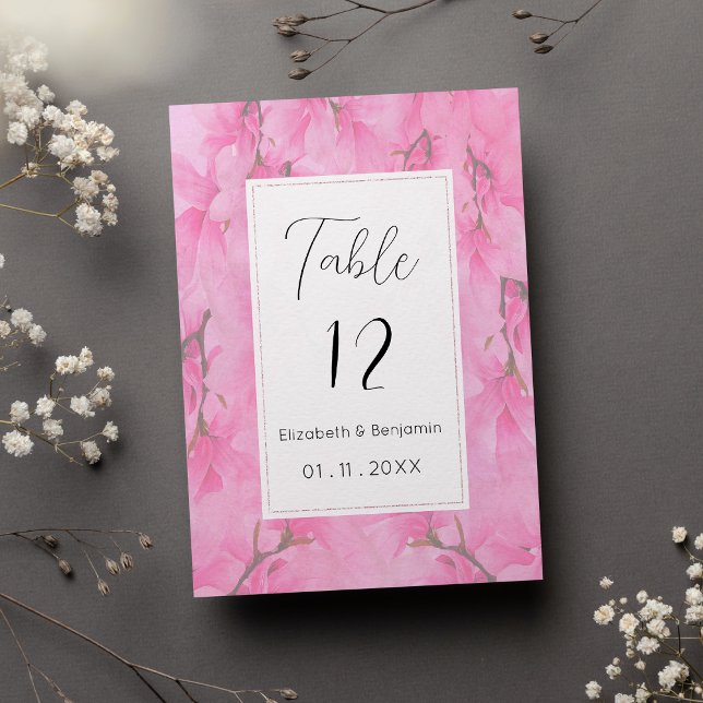 Watercolor pink green orchid flowers Table Numbers (Watercolor pink green orchid flowers Table Numbers)