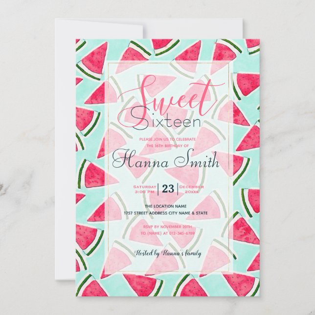 Watercolor Pink Green Watermelon Triangles (Front)