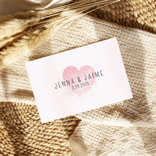 Watercolor Pink Heart Anniversary or Wedding Card