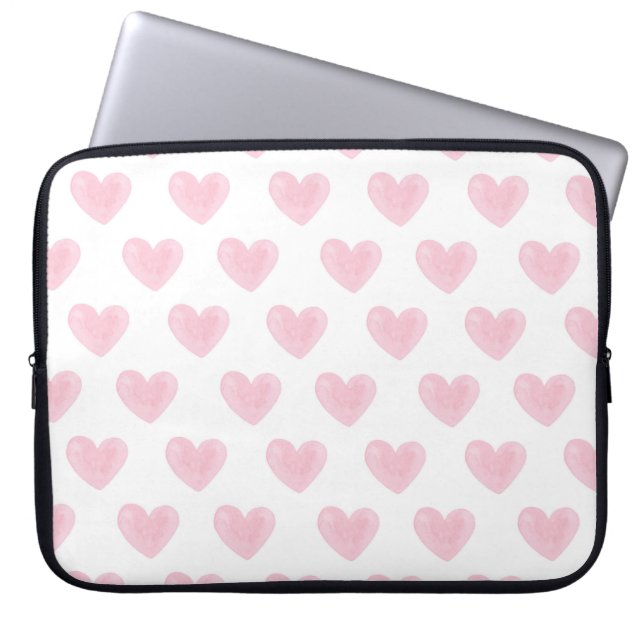 Watercolor pink hearts. Cute blush love pattern Laptop Sleeve (Front)