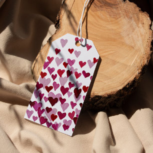 Watercolor pink hearts gift tags