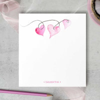 Watercolor Pink Hearts Personalised Stationery Not